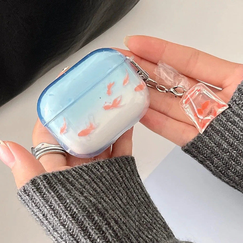 Cute and ornamental koi gradient earphone case for airpods 2 3 4 TPU soft protective cover for airpods pro 2 2nd charge box case Caseverse