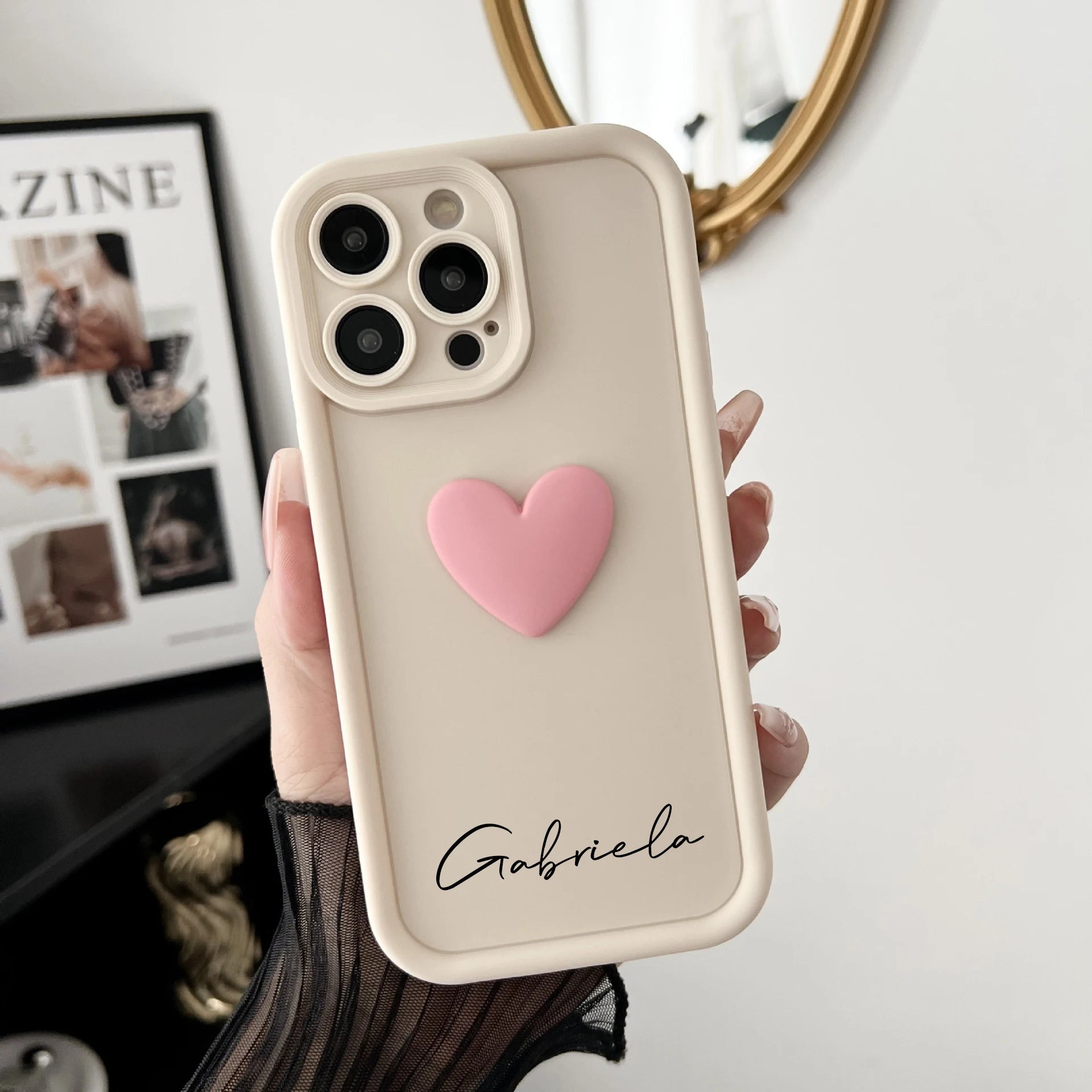 Cute INS Love Heart Personalized Name Case For iPhone 16 15 14 13 12 11 Pro Max Luxury Soft Silicone Custom DIY Cover 15 Pro Max Caseverse