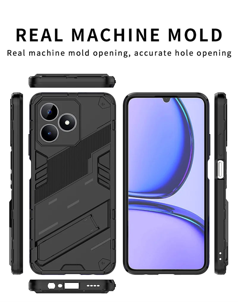 For Realmi C53 4G Case Shockproof Rugged Armor Phone Case For Realme C53 C 53 4G RMX3760 6.74" Magnetic Holder Stand Back Cover - Caseverse