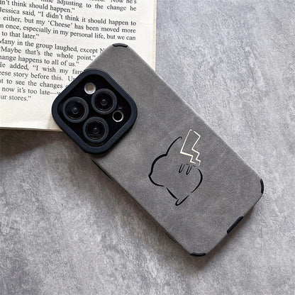 Luxury Pokemon Pikachu Matte Soft Leather Phone Case For iPhone 15 14 13 12 11 Pro Max Lens Protection Shockproof Silicone Cover - Caseverse