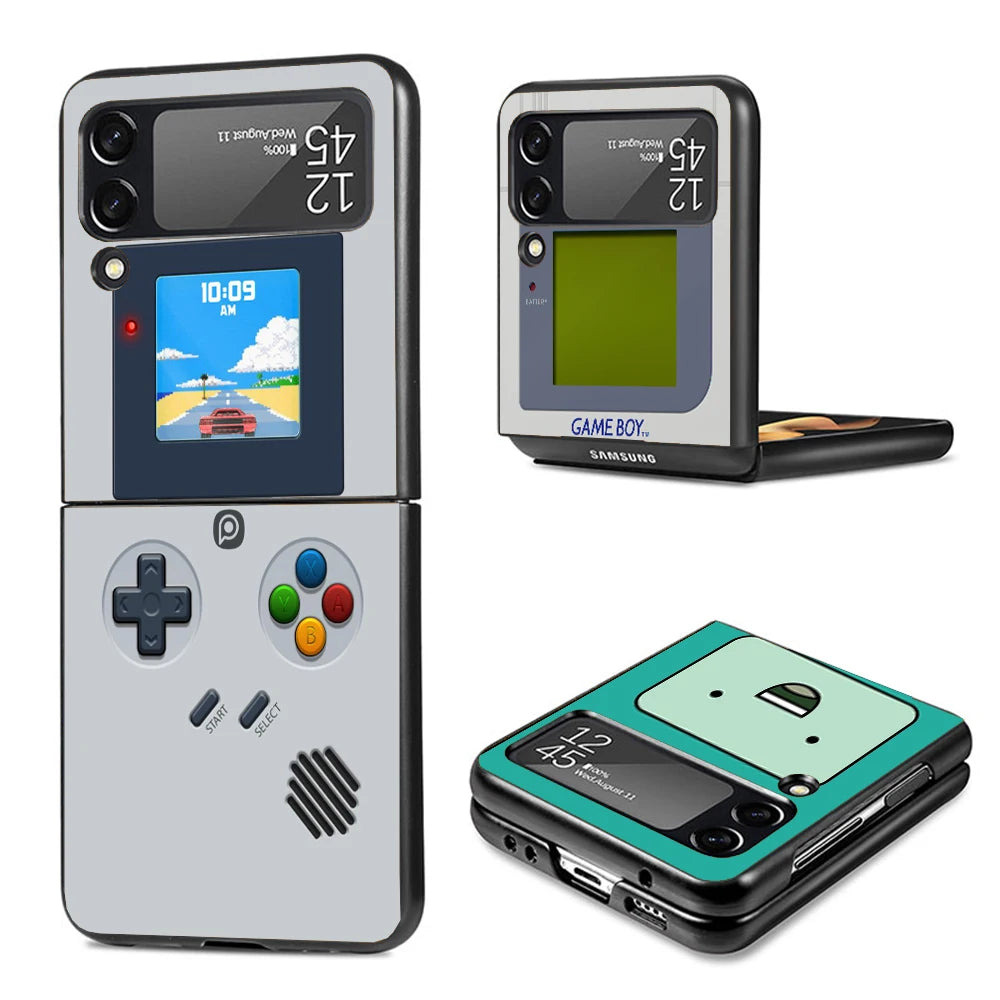 Gameboy Boy Game Phone Case for Samsung Galaxy Z Flip6 5G Flip4 Flip5 Flip3 Black Cover Z Flip 6 5 4 3 PC Shell Coque Galaxy Z F Caseverse