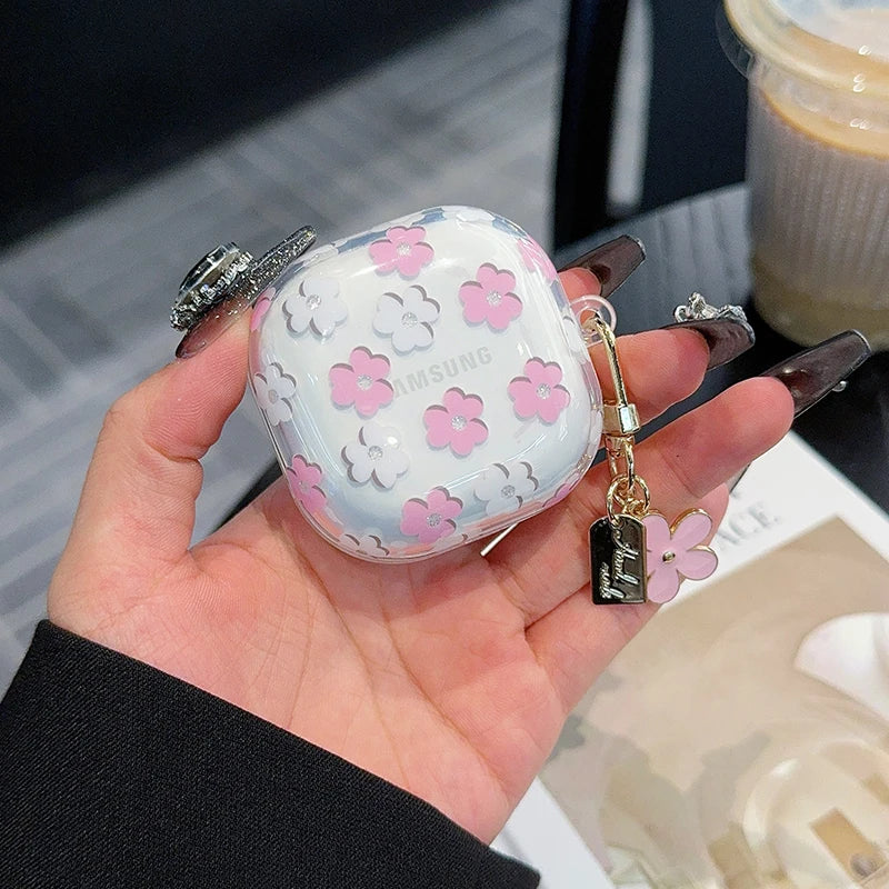 Fashion Flowers For Samsung Galaxy Buds Pro/Live/FE Soft TPU Anti-Fall Transparent Earphone Case For Galaxy Buds Pro 2 Cover