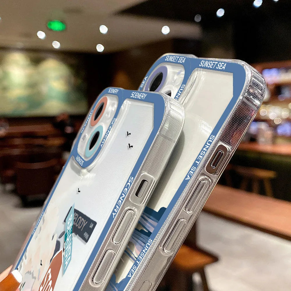 Scenery Sunset Phone Case For IPhone 11 14 12 13 Pro Max iphone11 14promax XR XS Max X 7 8 Plus SE 2020 Shockproof Clear Cover - Caseverse