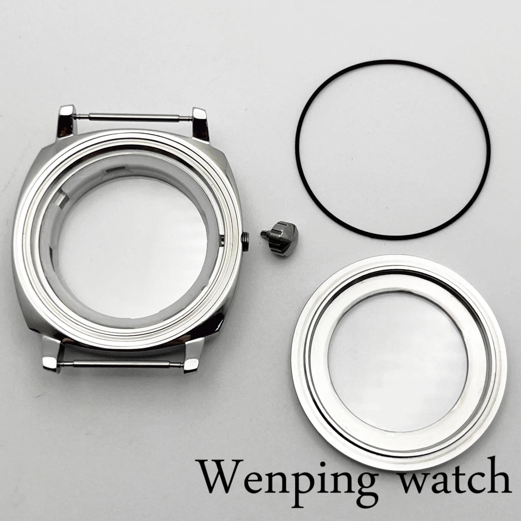 42mm Silver Watch Case Sapphire Glass Watch Case Plane Ceramic Bezel Fit NH35 NH36 Movement Watch Accessories