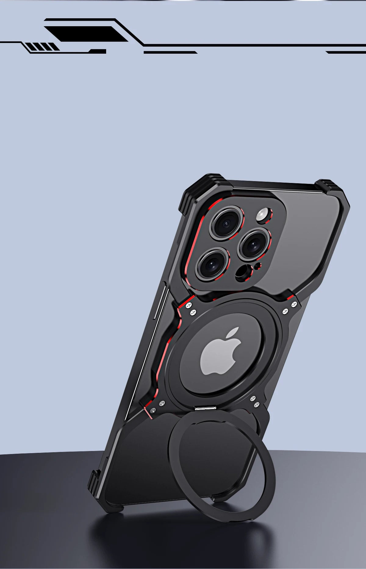 Metal Rimless Magnetic MagSafe Phone Case For iPhone 13 14 15 Pro Max 360Rotating Stand Shell Metal Bumper Lens Protection Cover