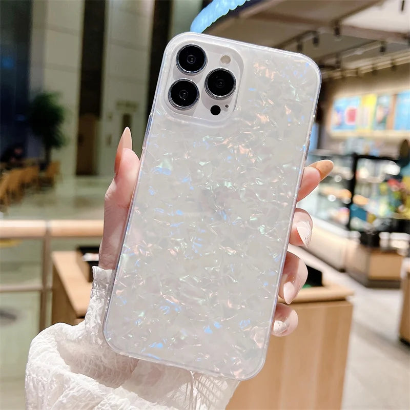 Cute Glitter Marble Silicone Case For iphone 16 15 14 12 13 Mini 11 Pro Max Plus Silicone Soft TPU Back Phone Cases Cover - Caseverse