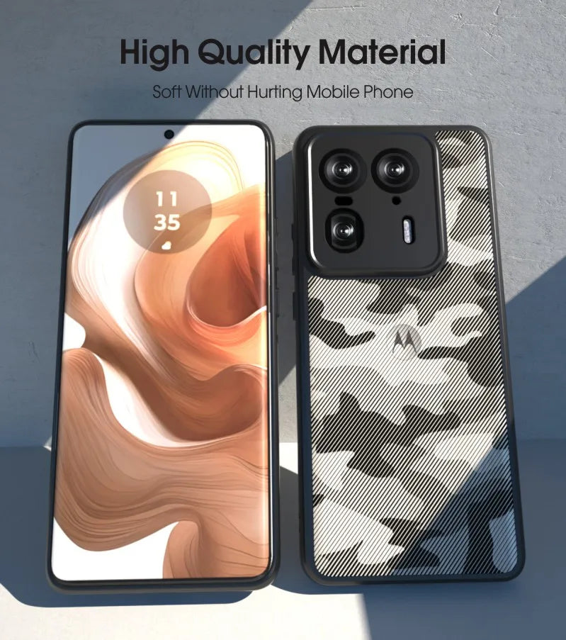 IBMRS for Motorola Edge 50 Ultra Case,(Military-Grade Protection) Shockproof Translucent  Phone Case(Camo Black) - Caseverse