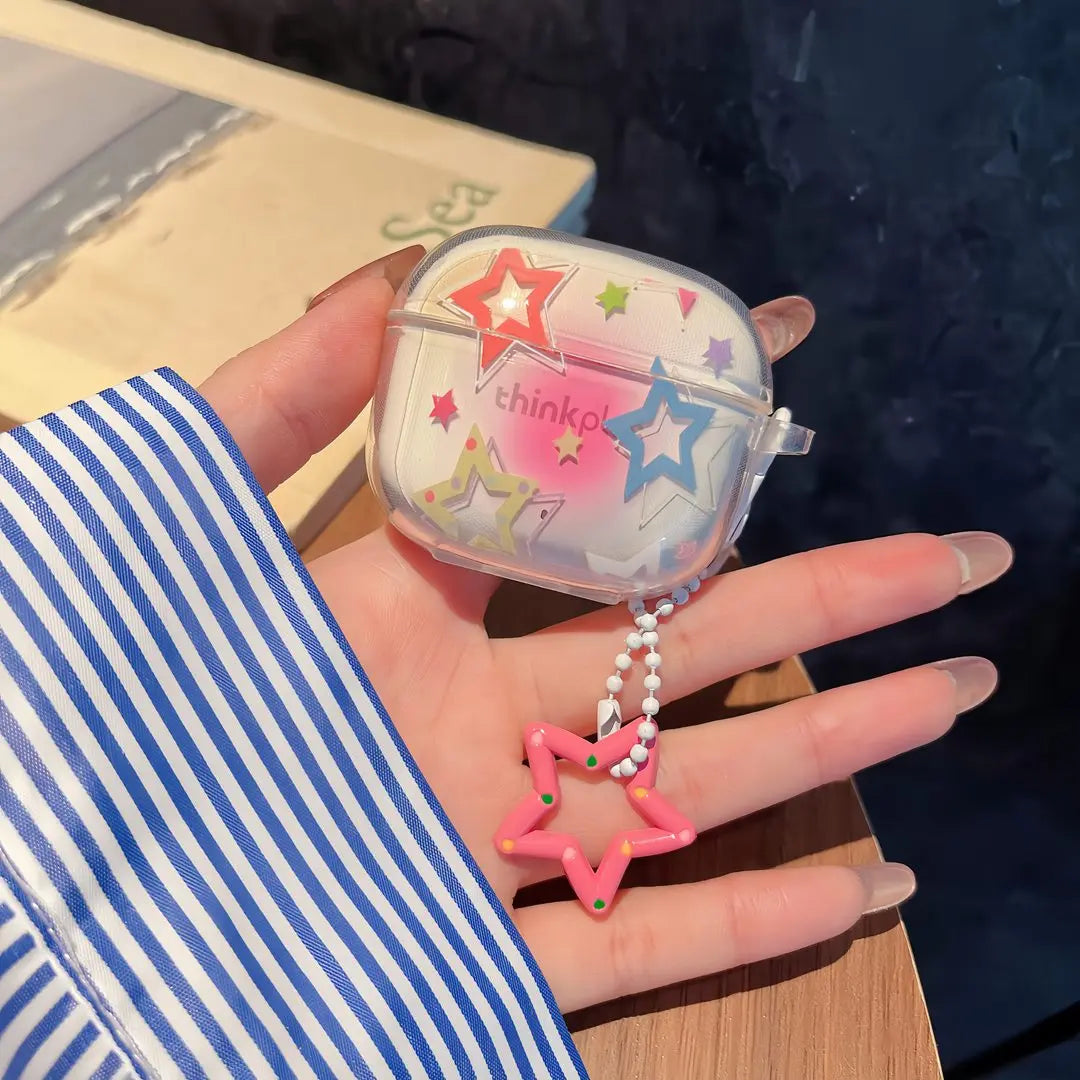 Suitable For Lenovo LP40 TWS Earphone Protective Case Cartoon Cherry Bow Headset Soft TPU Clear Earphone Cover With Keychain Caseverse