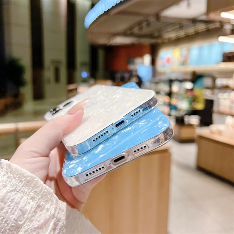 Cute Glitter Marble Silicone Case For iphone 16 15 14 12 13 Mini 11 Pro Max Plus Silicone Soft TPU Back Phone Cases Cover - Caseverse