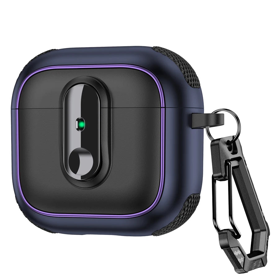 Armor locking clasp Earphone Cover For AirPods 4 3 2Pro With Plated Purple Strips With Magnetic Attraction Protective Case