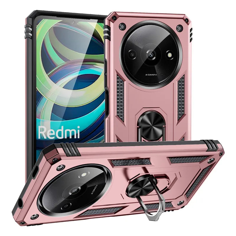 For Xiaomi Redmi A3 4G Case Rugged Armor Phone Case For Redmi A3 A 3 RedmiA3 4G Magnetic Ring Holder Shockproof Cover - Caseverse