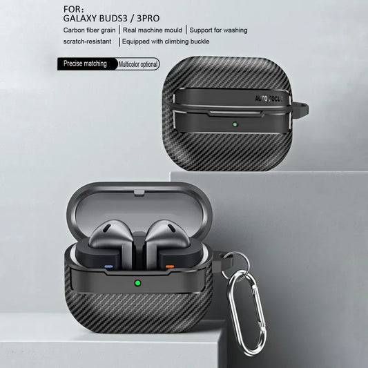 Shockproof Earphone Case for Samsung Galaxy Buds 3 Buds3 Pro Cover Carbon Fiber Texture Shell Soft Silicon Bag Coques