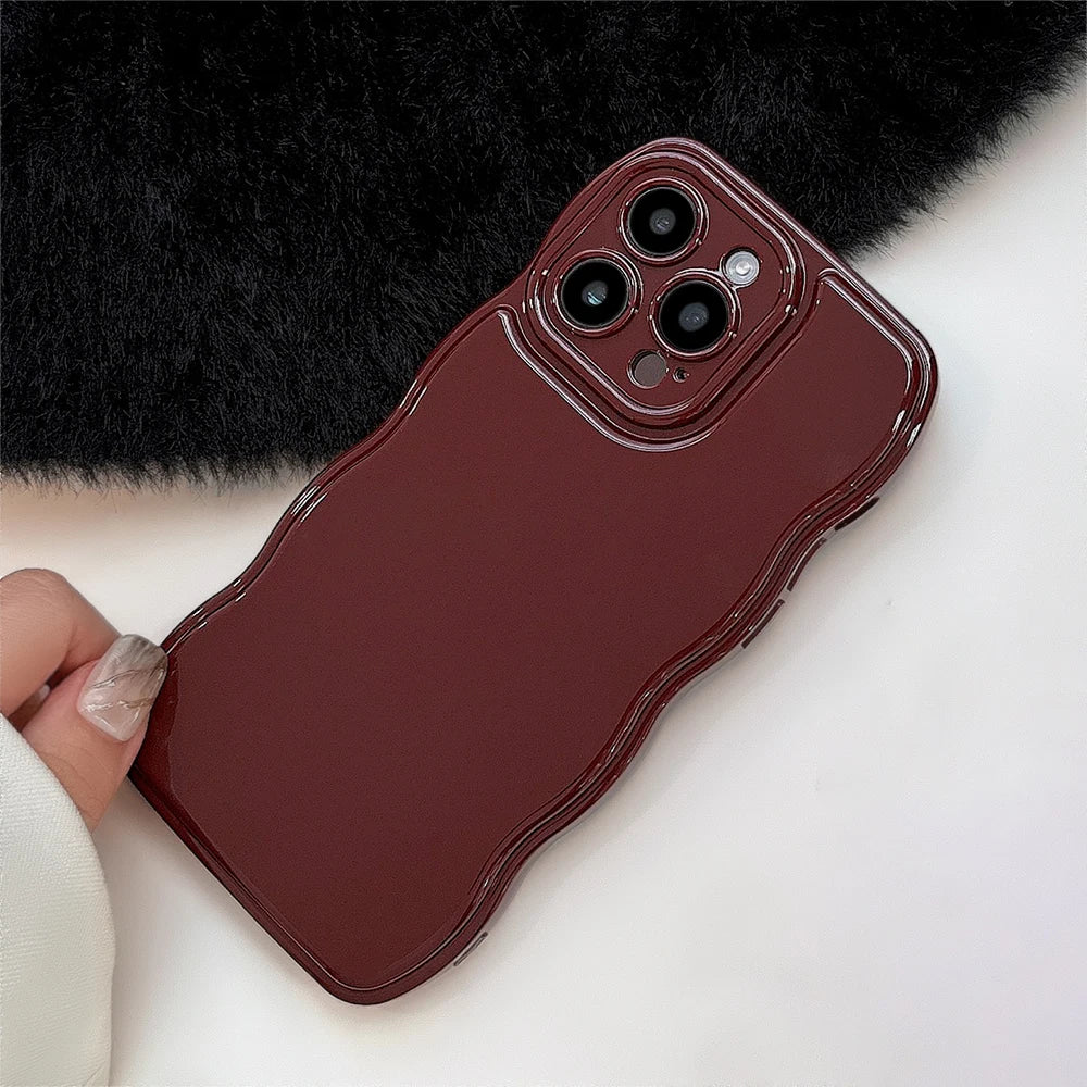 New Men Women Wave Phone Case For iPhone 12 13 14 15 16 Pro Max Shockproof Dissipate Heat Silicone Soft Cases Protective Shell - Caseverse
