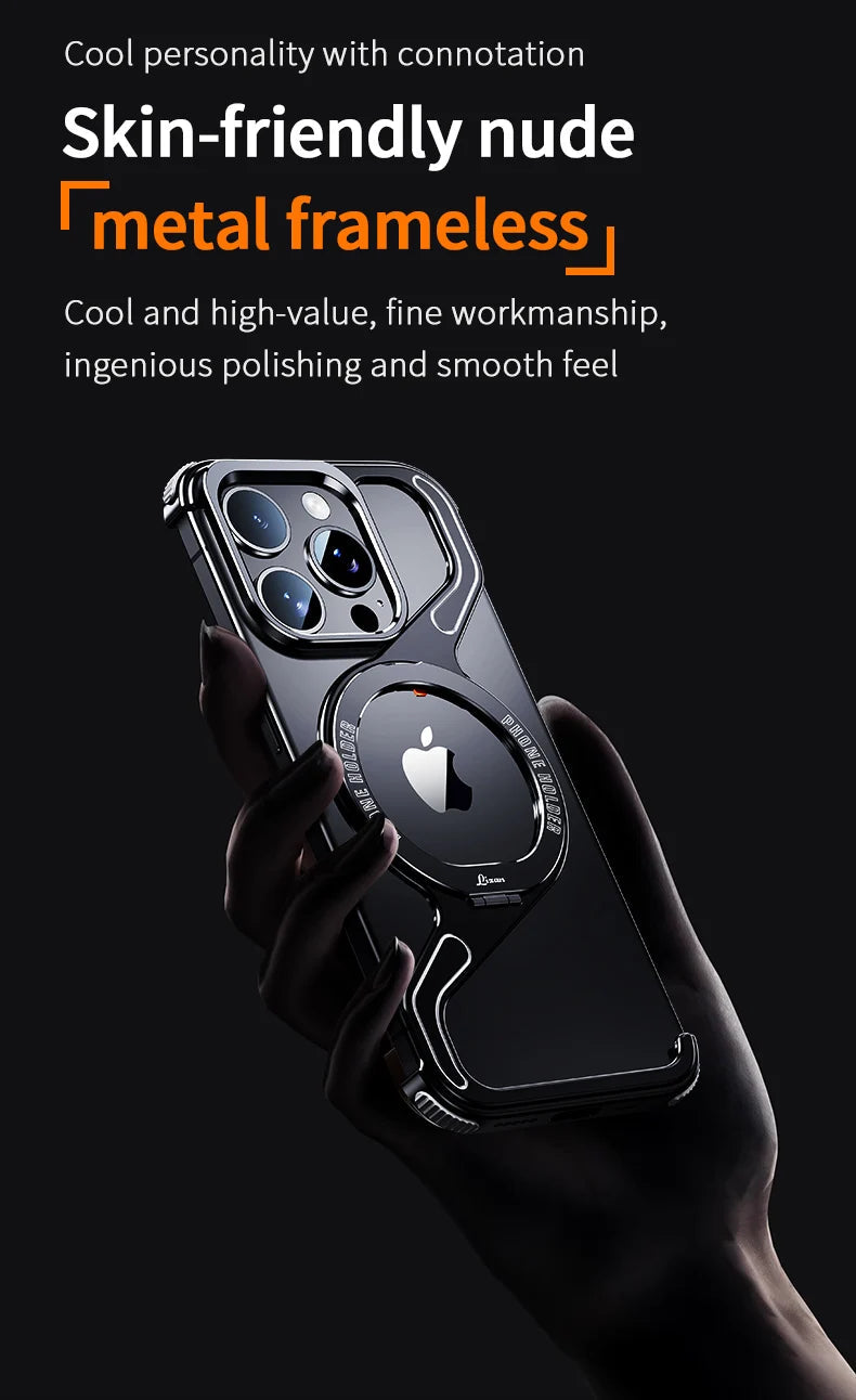 Shockproof Phone Case Z Shape Metal Frame for iPhone 16 Pro 15 14 13 Pro Max Plus Full Aluminium Alloy Magnetic Bracket Cases Caseverse