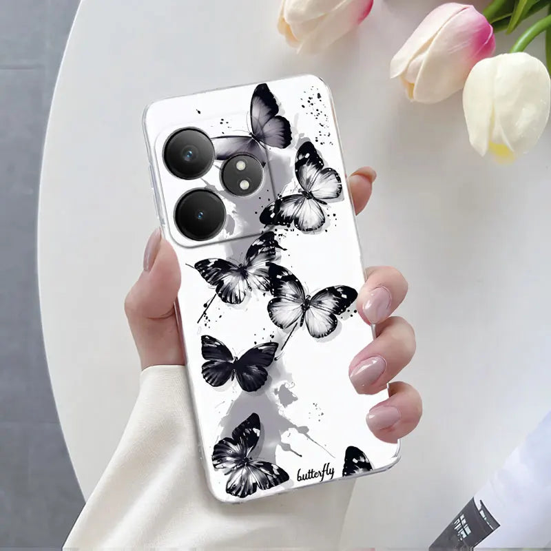 For Realme GT Neo 6 SE Neo6 6T Case Luxury Phone Case For Realme GT Neo6 SE Marble Flower Clear Soft Silicone Protective Cover - Caseverse