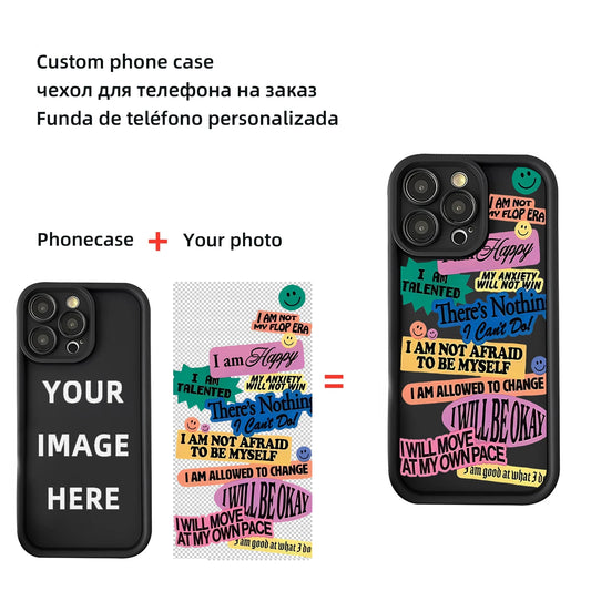 Customized Silicone Anti-fall Phone Case for iPhone 15 14 13 12 Pro Max Plus Phone Cover Personalized Design DIY Photo Caseverse