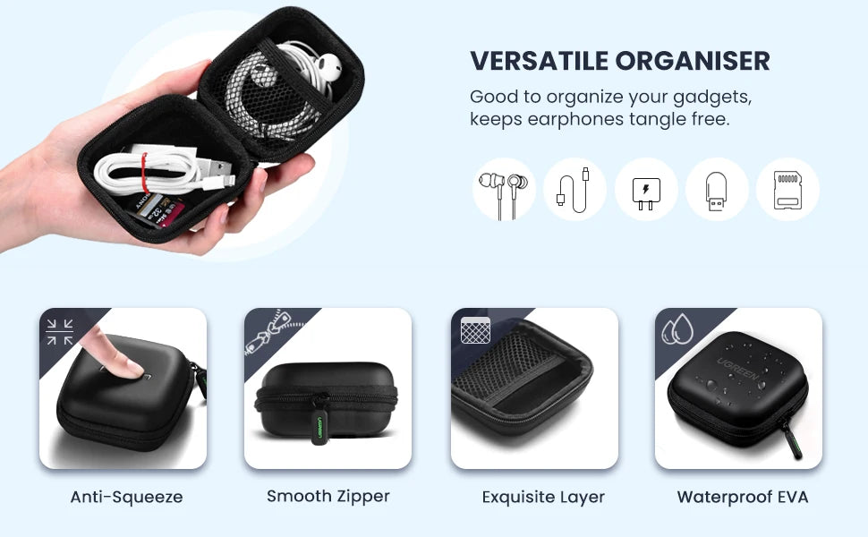 UGREEN Earphone Case Hard Headphone Bag for Airpods Earpods Sennheiser Ear Pads Wireless Bluetooth Earphone Accessories Caseverse