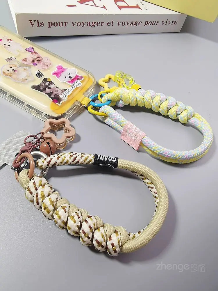 Mobile Phone Lanyard Wrist Short Ins Two Strands Woven Strong Men And Women Outdoor Travel Small Fresh Lanyard Shell Anti-Theft