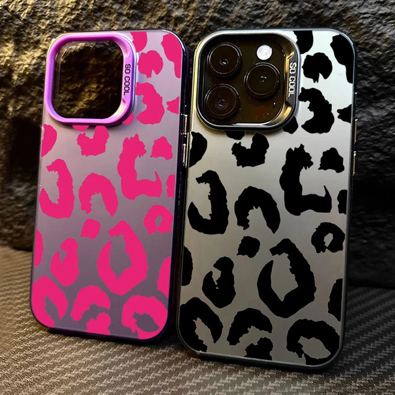 Leopard Print Electroplate Silver Phone Case for Xiaomi 14T Pro Cases Mi 13 12 11 Lite 14 13T 12T Poco M6 X5 X6 F5 F6 Pro Cover - Caseverse