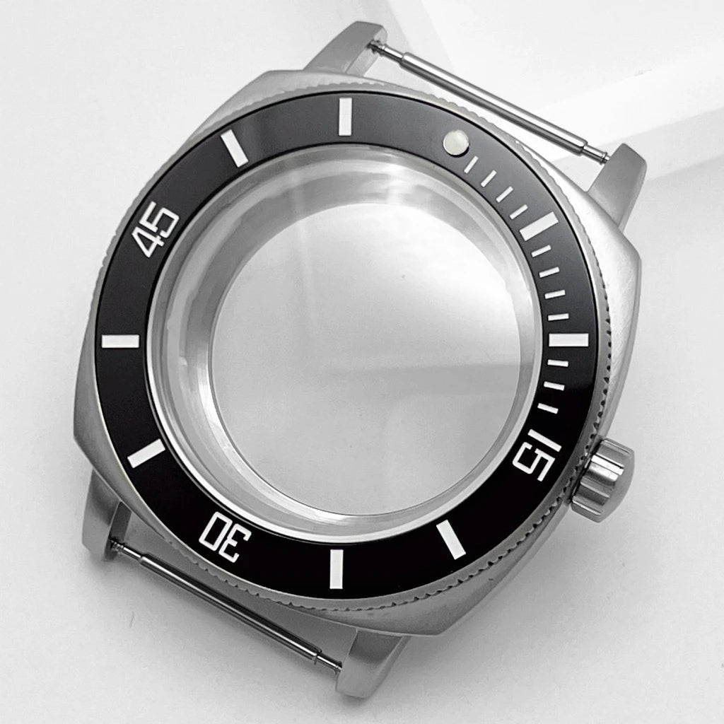 42mm Silver Watch Case Sapphire Glass Watch Case Plane Ceramic Bezel Fit NH35 NH36 Movement Watch Accessories
