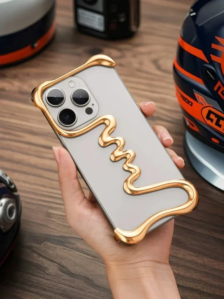 iPhone Phone Case Metal 3D Hollow Case For iPhone16 ProMax 14 15 Pro 16Plus  Aluminum Alloy Track Shell Air Bag Shockproof Cover Caseverse