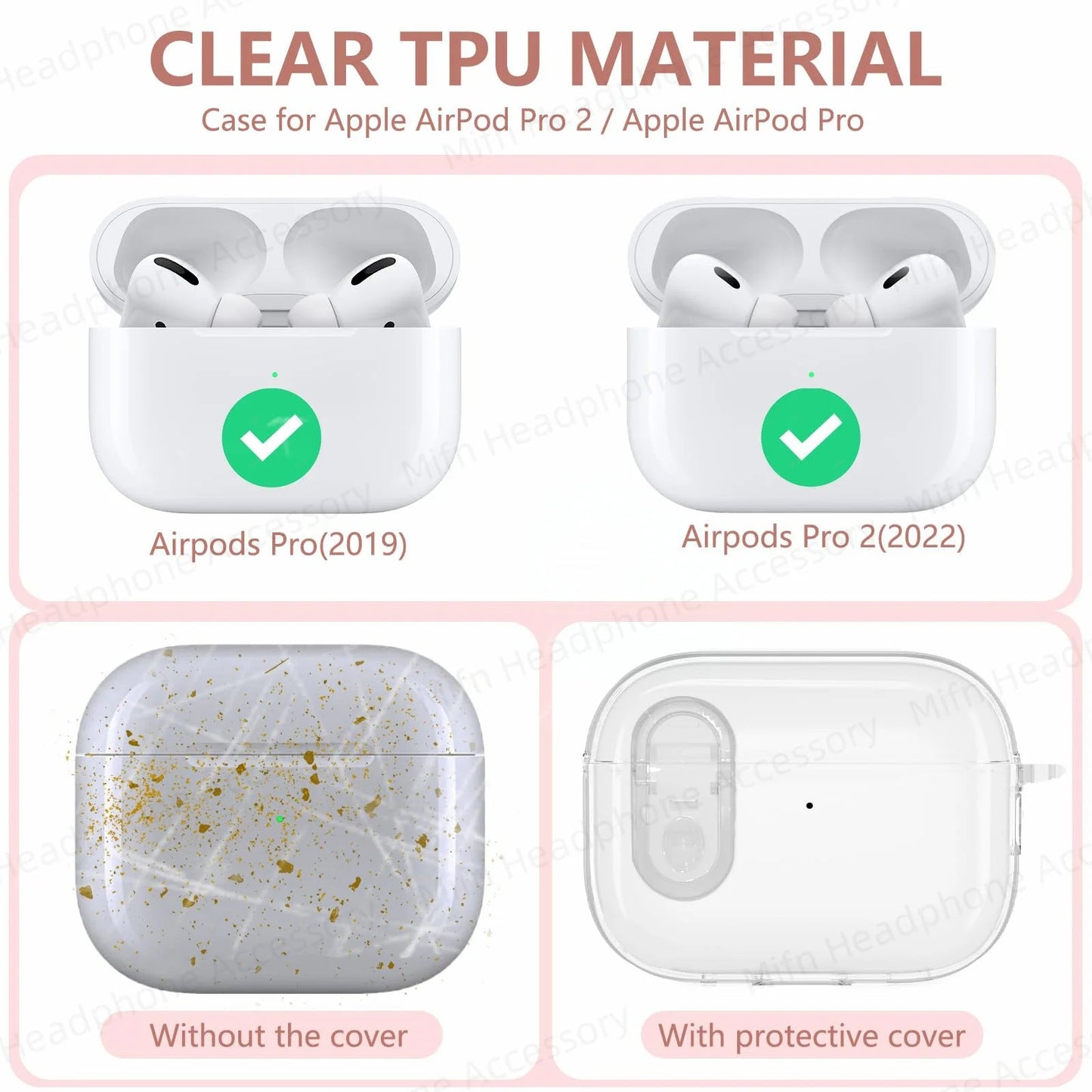 Transparent headphone case For AirPods Pro 2 USB C Funda Capa for AirPod Pro 1st Gen 2 3 Charging Case USB-C 2023 2022 2019 Case Caseverse