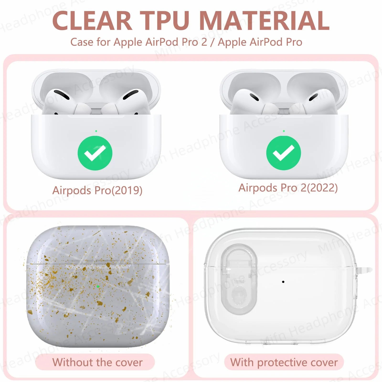 Transparent headphone case For AirPods Pro 2 USB C Funda Capa for AirPod Pro 1st Gen 2 3 Charging Case USB-C 2023 2022 2019 Case Caseverse
