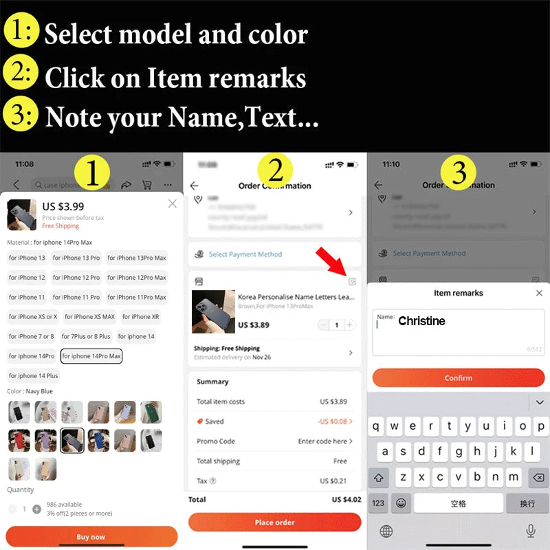 Personalized Customized Name Heart Phone Case for iPhone 16 15 14 13 Pro Max 12 11 X XS XR Design Leather Protective Back Cover Caseverse