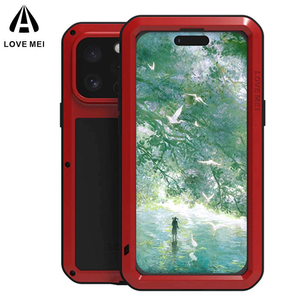 Original LOVE MEI Metal Armor For iphone 16 Pro Max Case 15 Plus 14 Military Grade Silicone Shockproof Cover Built-in Protector - Caseverse