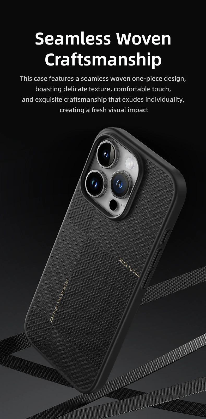 ROCK Aramid Fiber Magnetic Case for iPhone 16 Pro Max Military Grade Shockproof Cover for iPhone 16 Pro Compatible with MagSafe - Caseverse