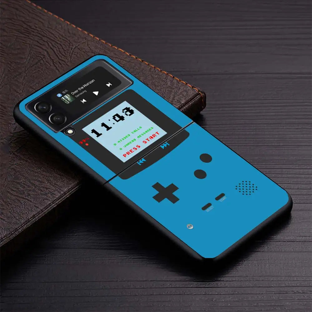 Gameboy Boy Game Phone Case for Samsung Galaxy Z Flip6 5G Flip4 Flip5 Flip3 Black Cover Z Flip 6 5 4 3 PC Shell Coque Galaxy Z F Caseverse