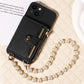 Stylish Mirror Zipper and Pearl Cord Phone Case for IPhone13promax 12mini 11promax 7 Crossbody Fall-proof Faux Leather Cover