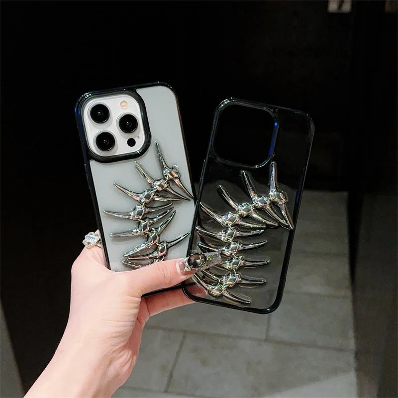 Unique design sense, three-dimensional drip glue fish bone Phone Case For iPhone 11 12 13 14 15 16 pro max Caseverse