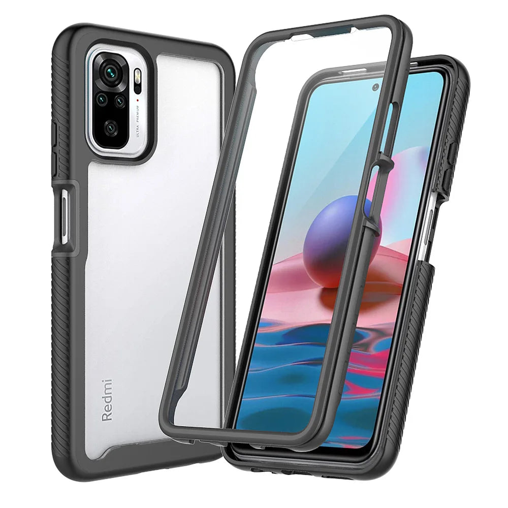 Hybrid TPU/PC Case for Xiaomi Poco M5s Built-in Screen Protector 360 Degree Shockproof Crystal Clear Cover for Xiaomi Poco M5 S - Caseverse