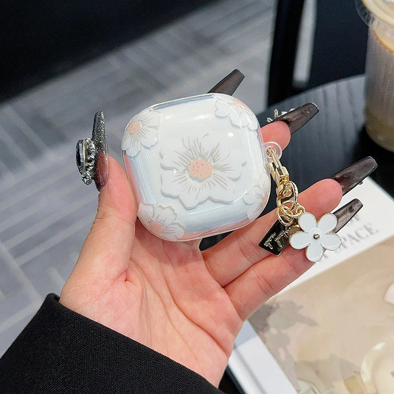 Fashion Flowers For Samsung Galaxy Buds Pro/Live/FE Soft TPU Anti-Fall Transparent Earphone Case For Galaxy Buds Pro 2 Cover