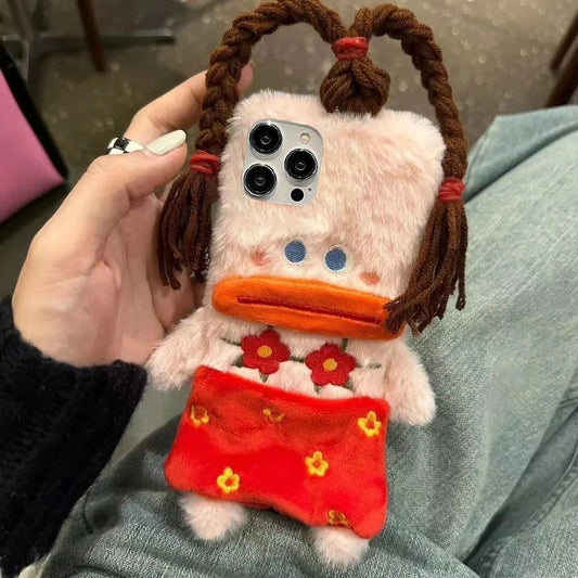 Plush Funny Sausage Mouth Phone Cases for IPhone16 15 14 13 12 Pro Max Mini X XR XS 8 Plus SE 2020 7 8Case Shockproof Back Cover - Caseverse