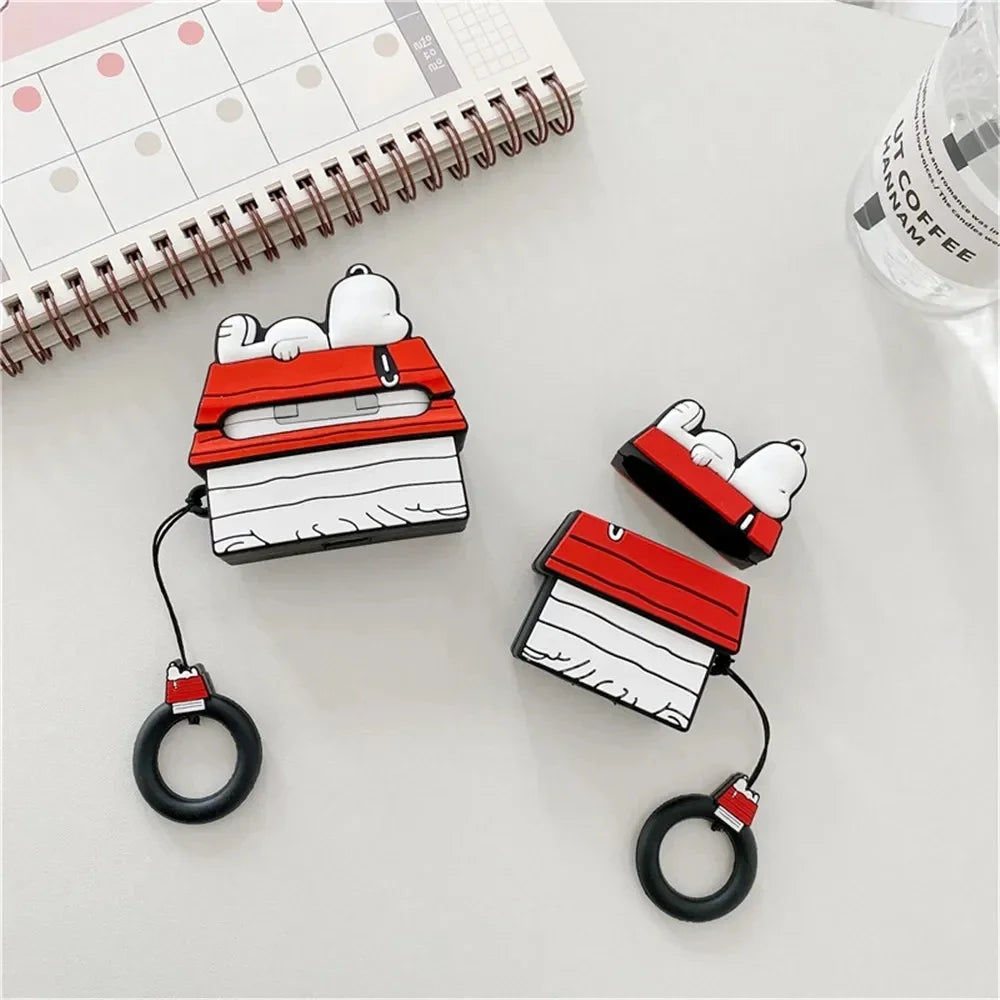 NEW MINISO Snoopy Earphone Case for Airpods Pro 1 2 3 Cartoon Silicone Wireless Bluetooth Earbuds Protective Cover With Lanyard Caseverse