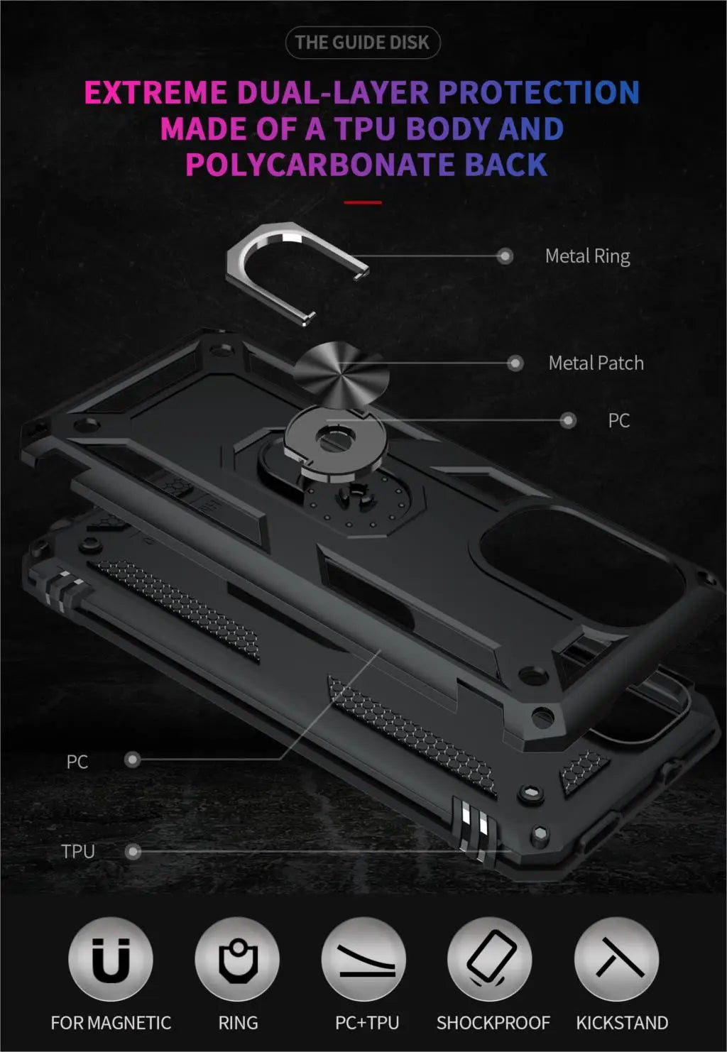 Cover Case for POCO F3 Armor Rugged Military Shockproof Ring Holder Magnet Phone Case for Xiaomi POCO F3 F 3 5G - Caseverse