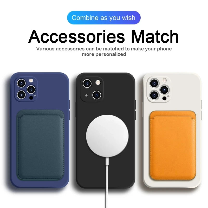 Original Magnetic Liquid Silicone Phone Cases For iPhone 16 15 14 13 12 11 Pro Max Magsafe Case Wireless Charge Shockproof Cover Caseverse