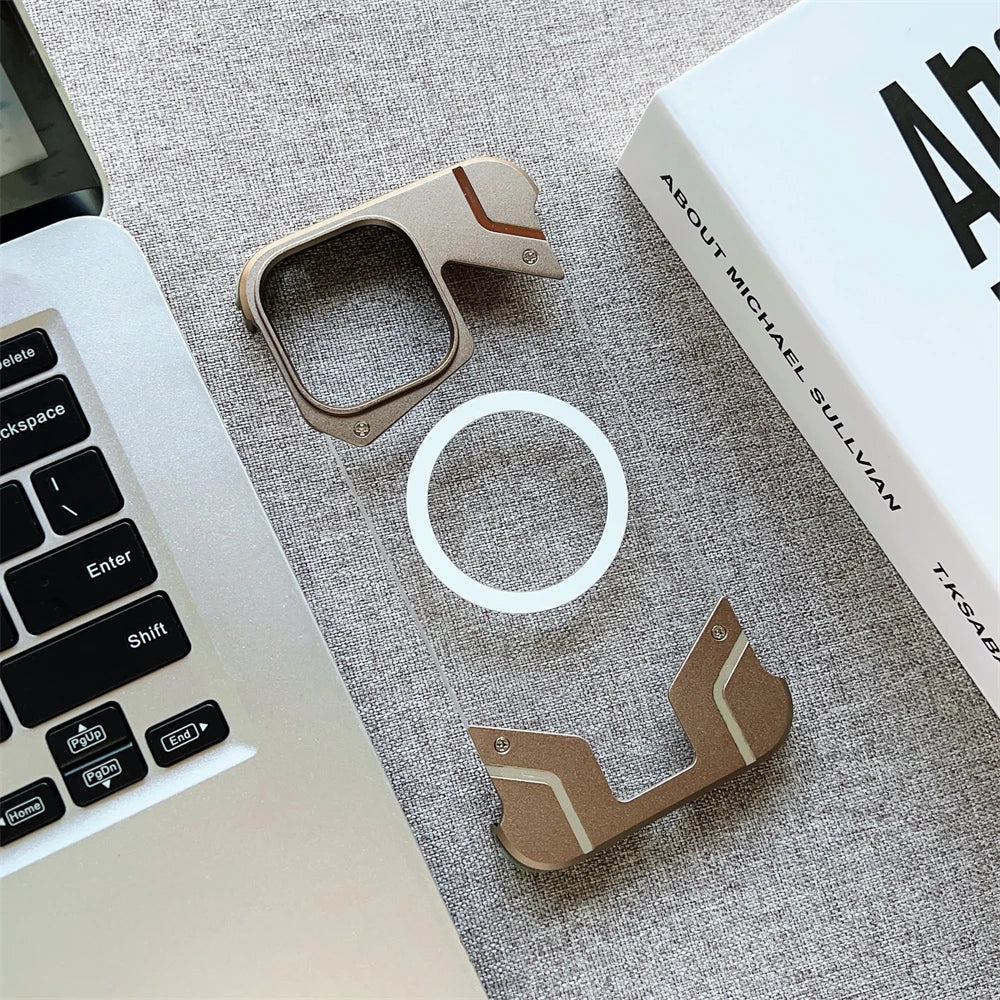 Magnetic Titanium Metal Transparent No Frame Phone Case For iPhone 16 Pro Max 16  Plus For Magsafe Aluminum Bumper Armor Cover Caseverse