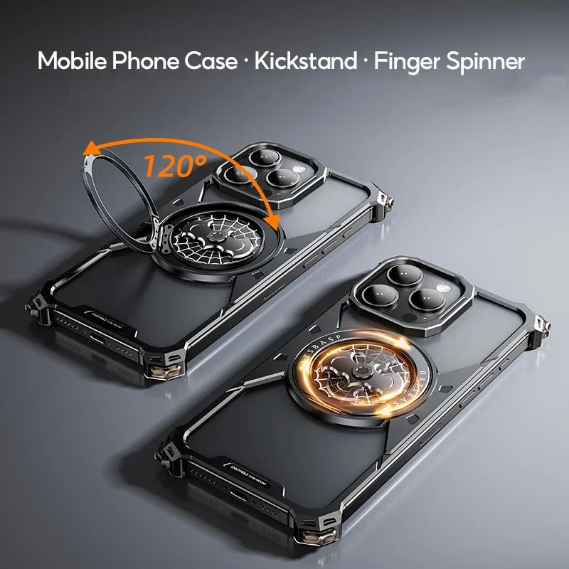 Eary for iPhone 16 Pro Max Bat Phone Case with Magsafe 360°Rotation Kickstand Metal Frameless Military Grade Shockproof Cover - Caseverse