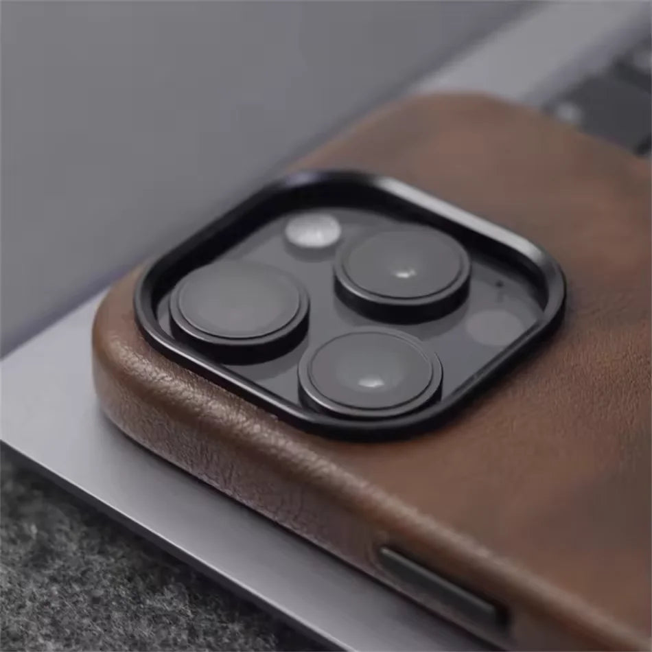 Luxury Business Vintage Leather Magnetic Phone Case for IPhone 16 Plus 15 14 13 12 Pro Max Metal Camera Frame Shockproof Cover Caseverse