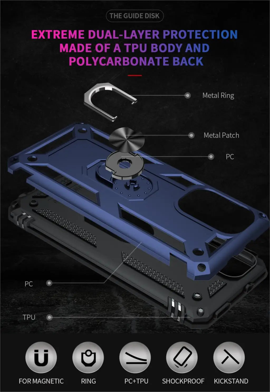 Cover Case for POCO F3 Armor Rugged Military Shockproof Ring Holder Magnet Phone Case for Xiaomi POCO F3 F 3 5G - Caseverse