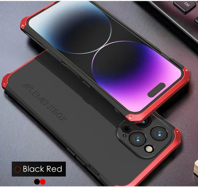 Metal Frame PC Phone Case for IPhone 13 12 14 15 Pro Max Aluminum Anti-collision Strip Silica Gel Back Cover for IPHON 15 Promax Caseverse