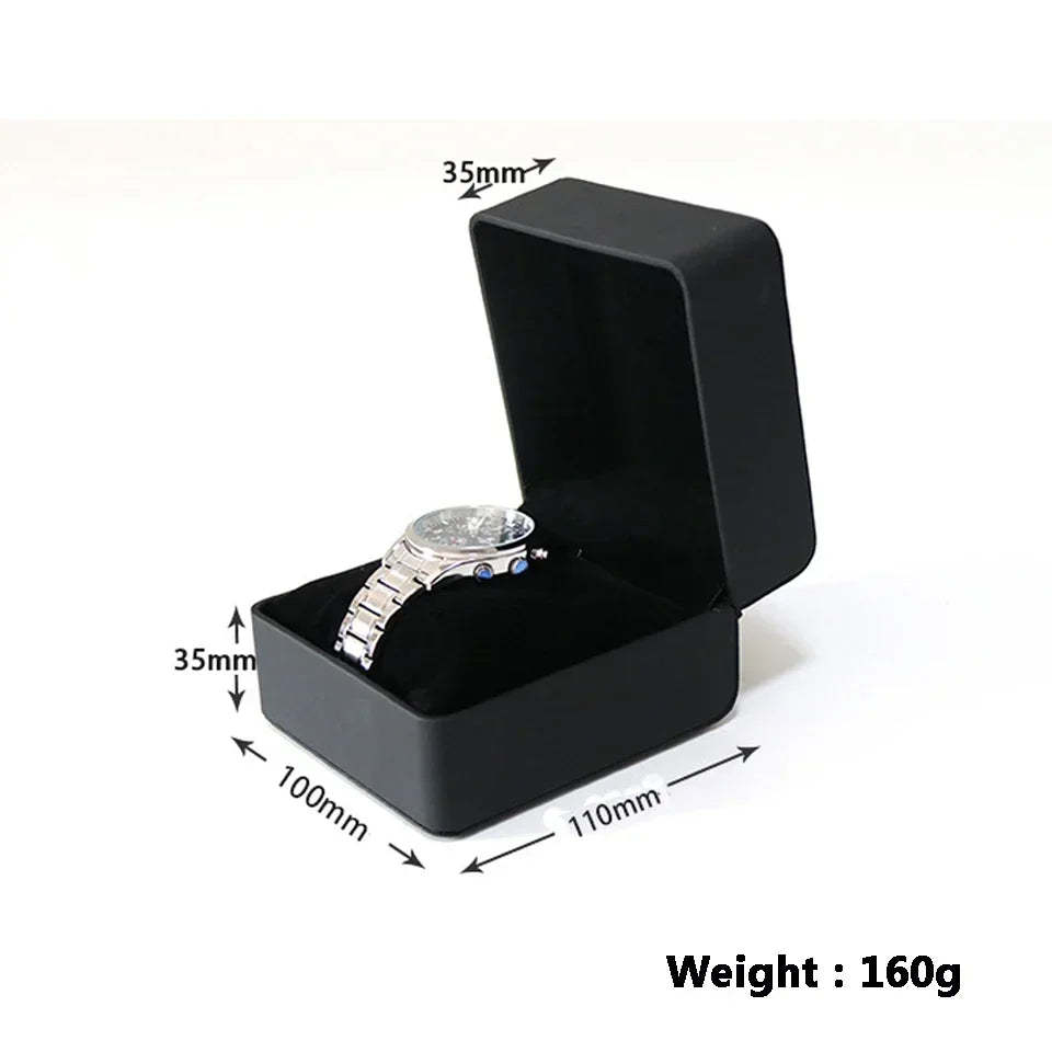 Oval Black Brown Green Single Pillow PU Leather Wristwatch Display Watch Case Organizer for Men Clamshell PU Leather Watch Case