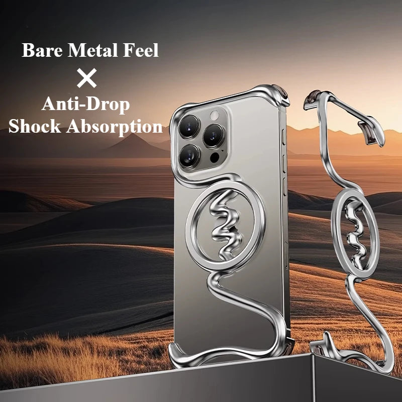 Oatsbasf Metal Phone Case for iPhone 16/16 Pro/16 Pro Max Ultra-thin Frameless Magsafe Shockproof Minimalist Protective Covers Caseverse