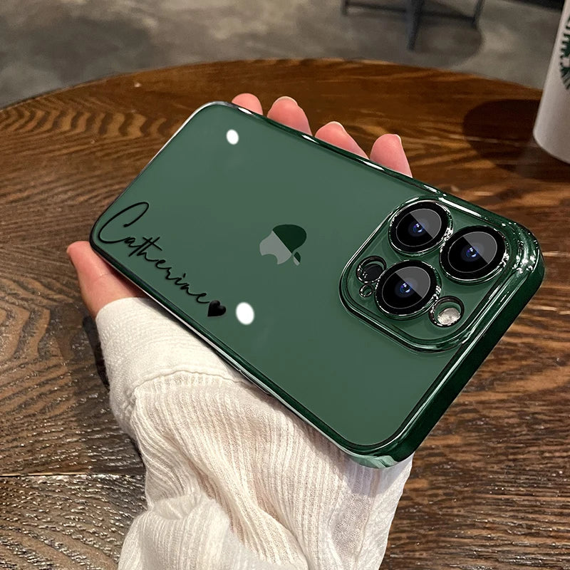 15 16 Pro Max Personalised Customized Name Case For iPhone 16 15 14 13 12 11 Pro Max Plating Transparent Clear Cover 16 Pro Max Caseverse