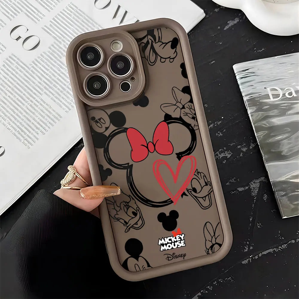 Mickeys Minnies Yk2 Red Cute Phone Case for IPhone 16 15 14 13 12 11 Pro Max Mini XR XS X 7 8 Plus Soft TPU Back Cover - Caseverse
