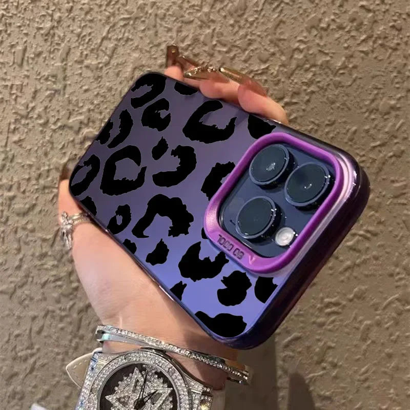 Leopard Print Electroplate Silver Phone Case for Xiaomi 14T Pro Cases Mi 13 12 11 Lite 14 13T 12T Poco M6 X5 X6 F5 F6 Pro Cover - Caseverse