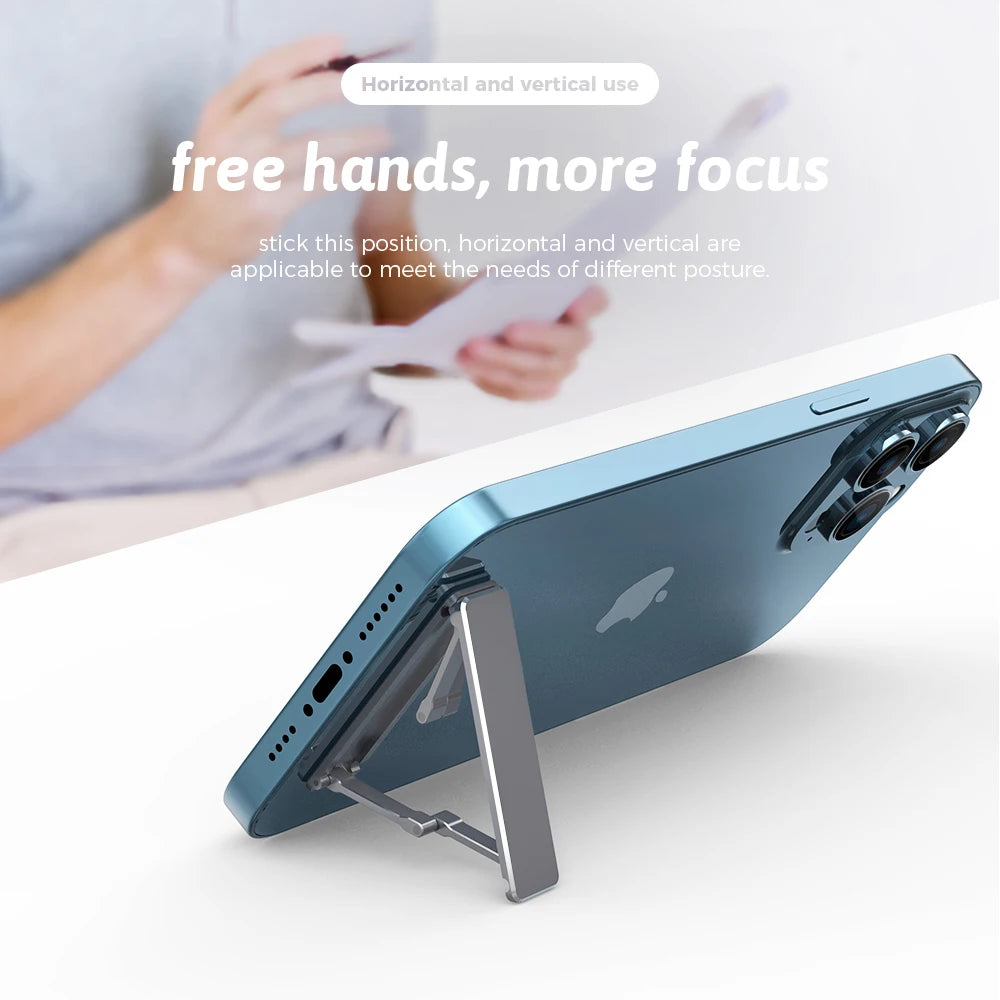 Metal Folding Phone Holder Alloy Invisible Back Stick Phone Desktop Holder Portable Mobile Support Phone Stand for iPhone Xiaomi - Caseverse